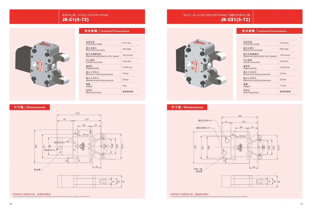 Lathe/Built-in Lathe Center Frame 5-72mm Clamping Range